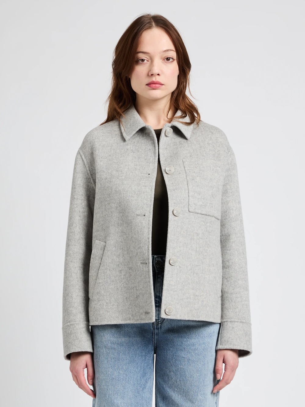 Saison 1865 Vace Mixed Wool Button Front Jacket In Grey - Picture 10 of 10